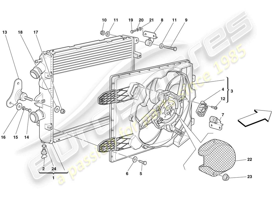 ferrari f430 spider (europe) cooling system radiators part diagram