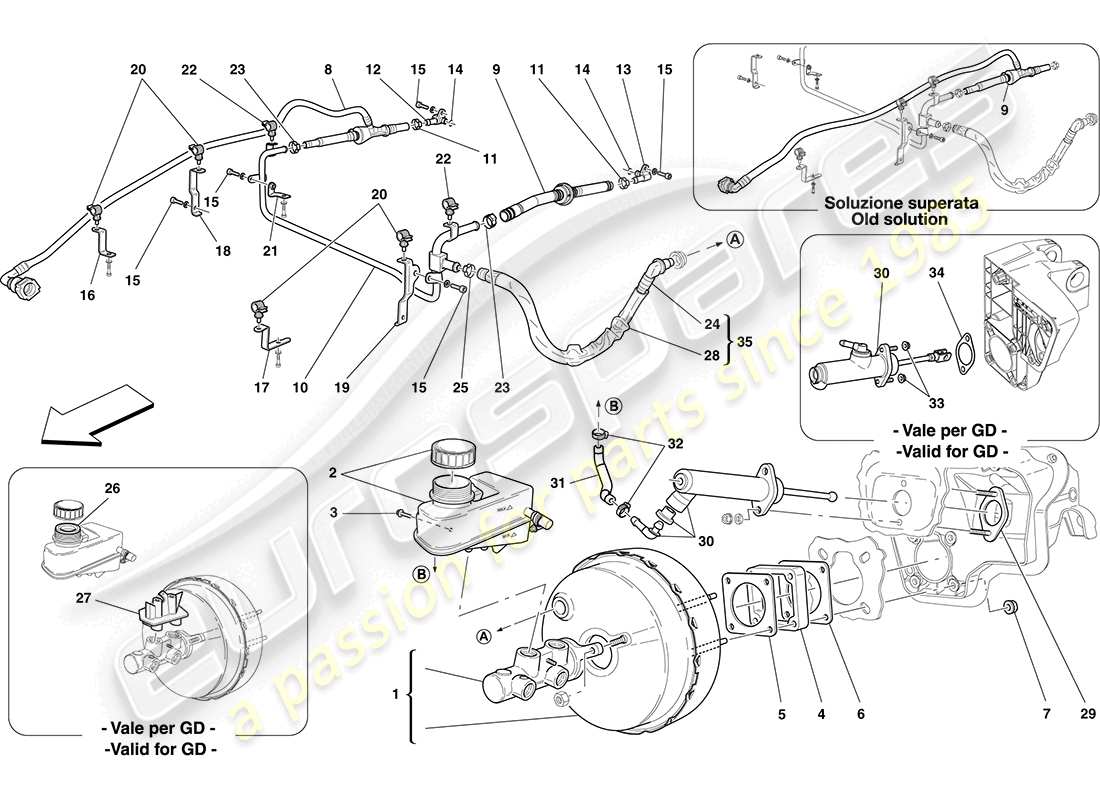 ferrari california (rhd) power steering system parts diagram