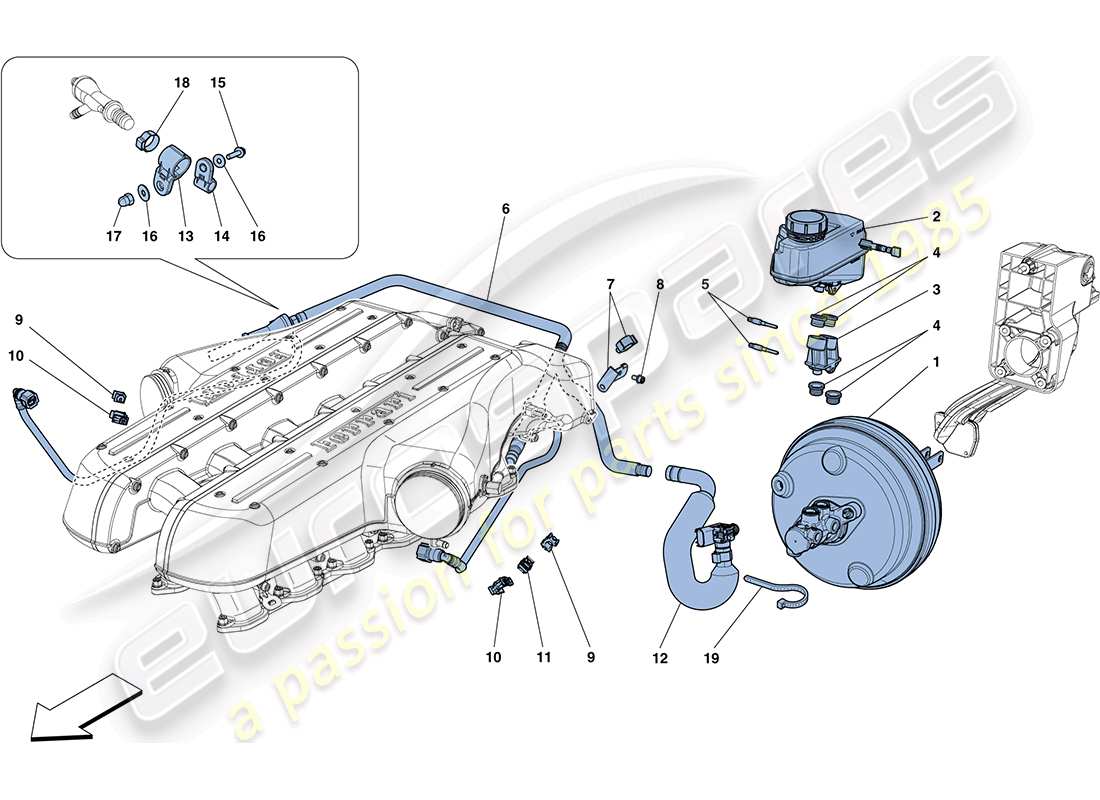 ferrari ff (rhd) power steering system part diagram