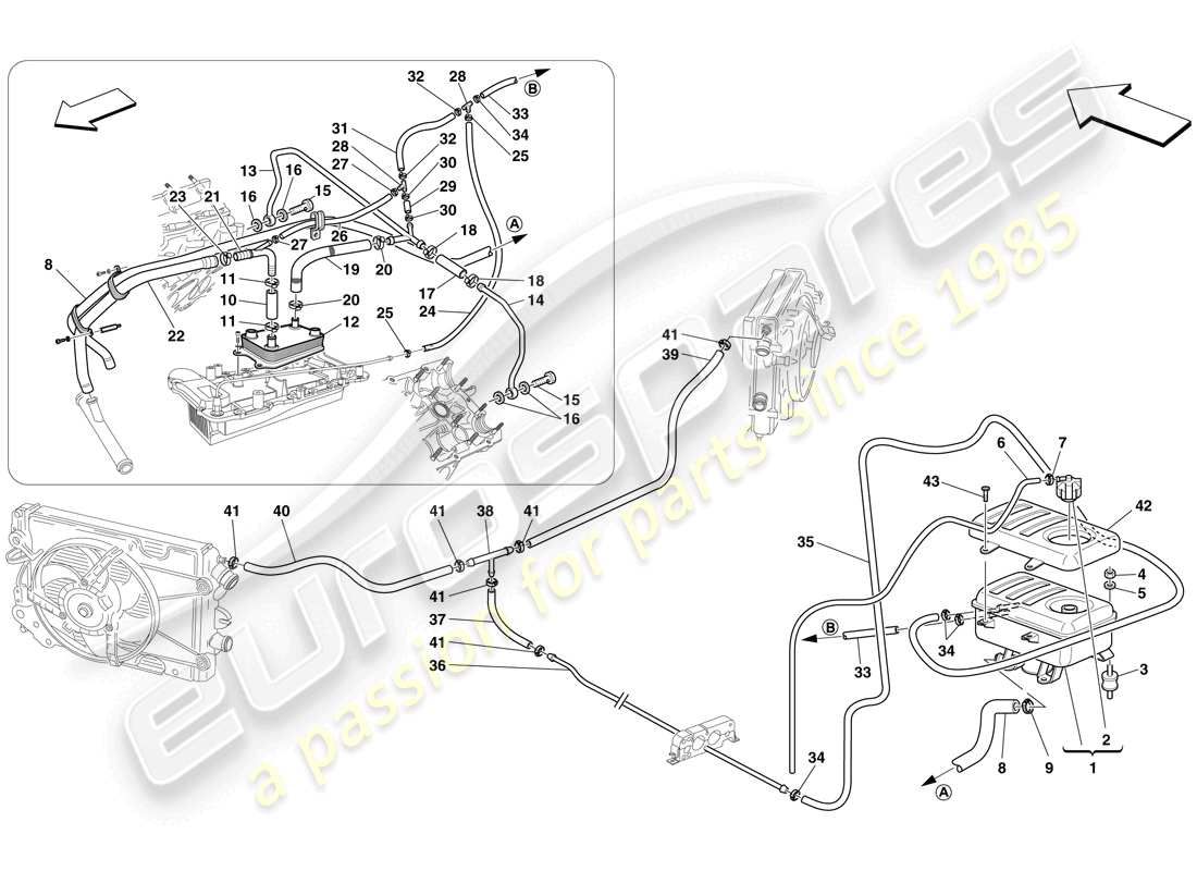 ferrari f430 scuderia (rhd) header tank parts diagram