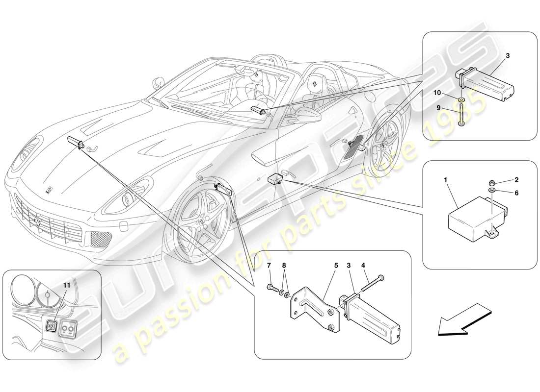 ferrari 599 sa aperta (usa) tyre pressure monitoring system parts diagram