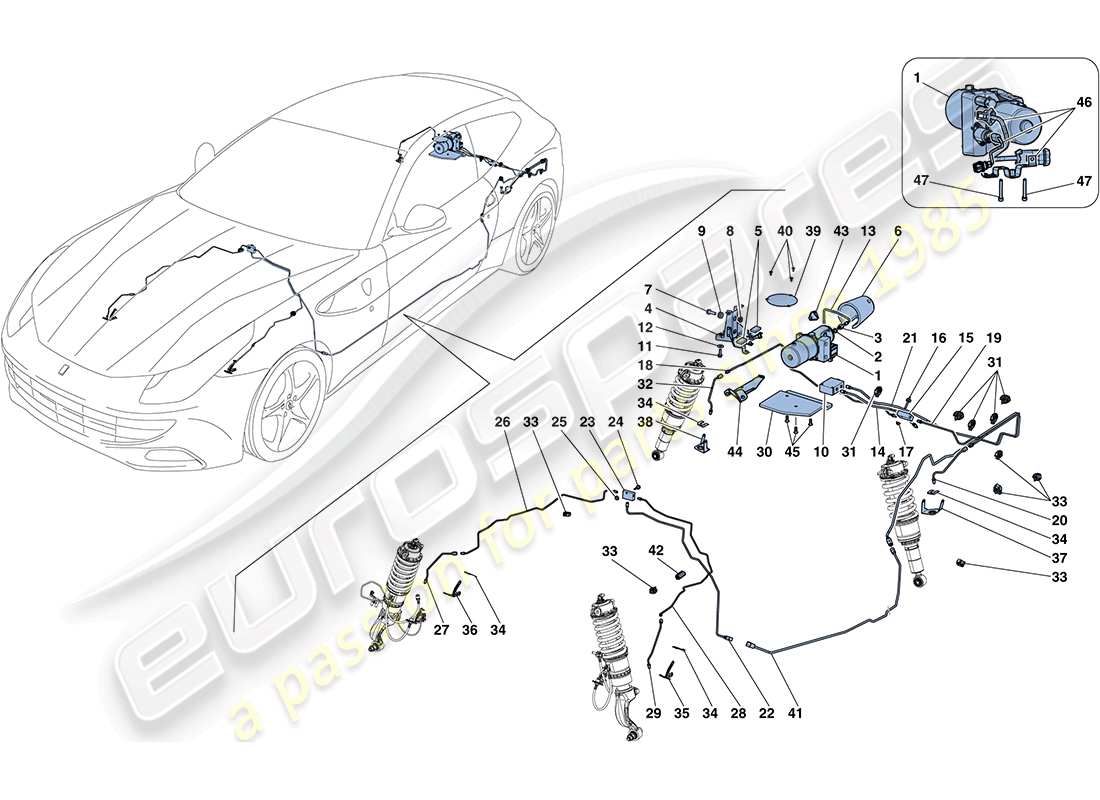 ferrari ff (rhd) vehicle lift system part diagram