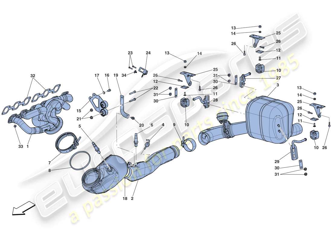 ferrari laferrari aperta (usa) exhaust system parts diagram