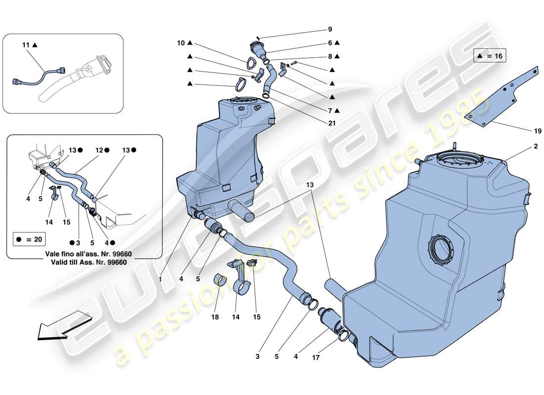ferrari 458 italia (usa) fuel tanks and filler neck parts diagram