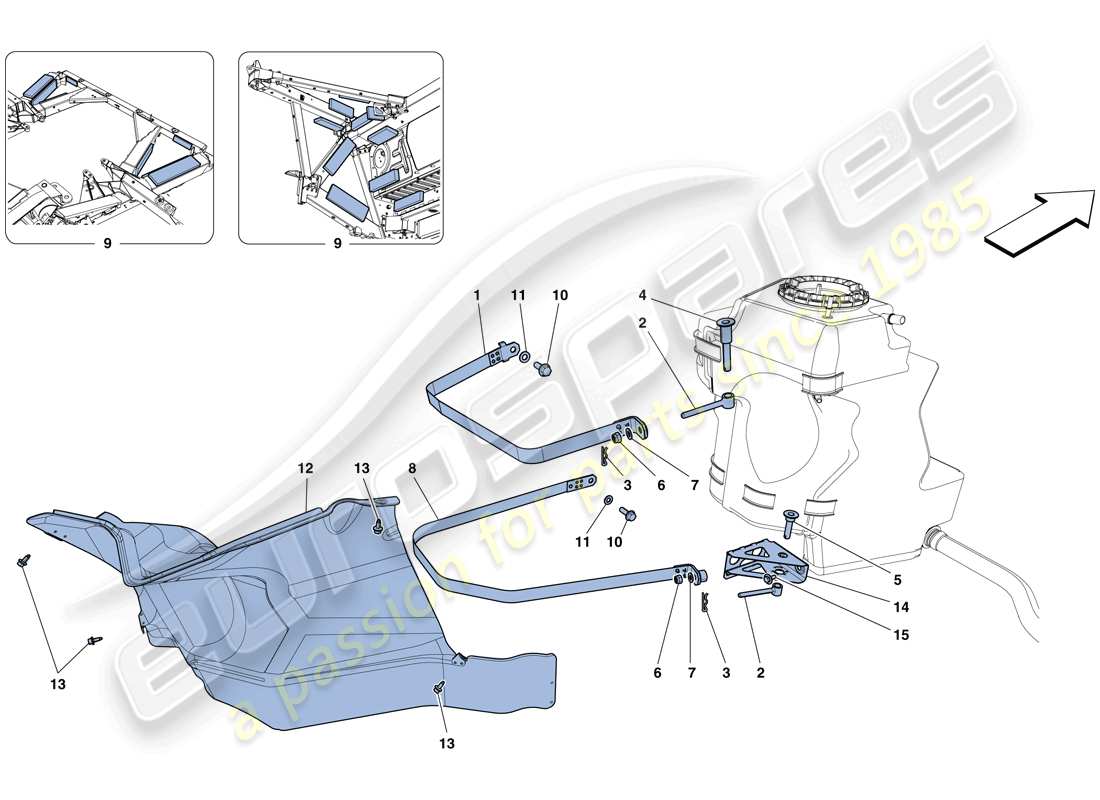 ferrari 458 speciale (usa) fuel tanks - fasteners and guards parts diagram