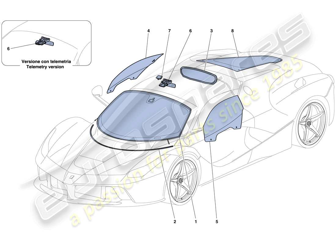 ferrari laferrari aperta (europe) windows and screens parts diagram