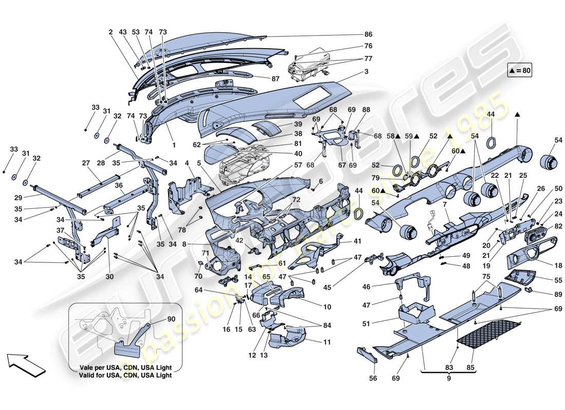 ferrari laferrari aperta (europe) dashboard parts diagram