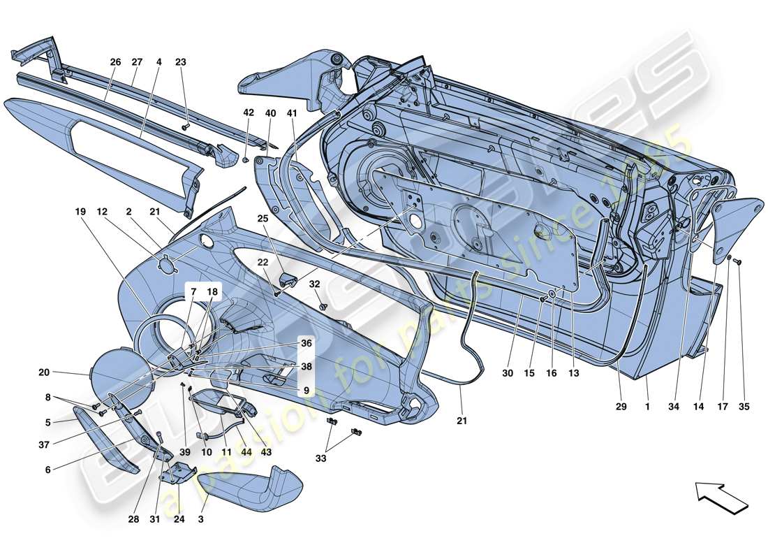 ferrari laferrari aperta (europe) doors - substructure and trim parts diagram