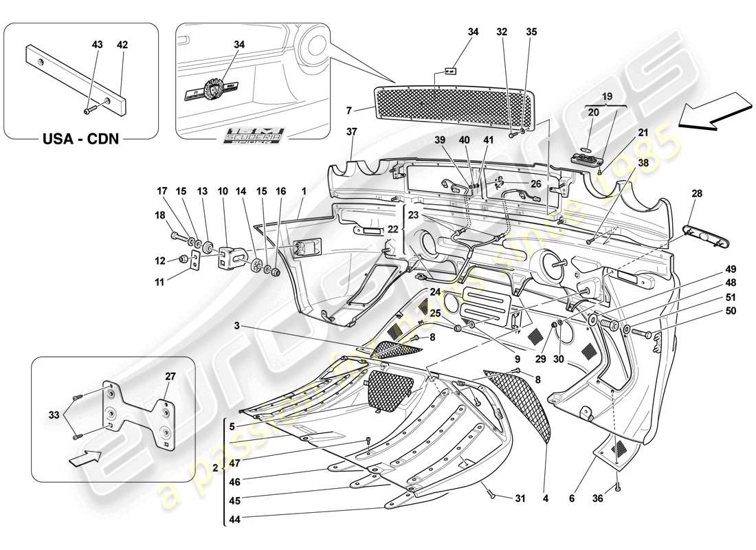 ferrari f430 scuderia (rhd) rear bumper part diagram