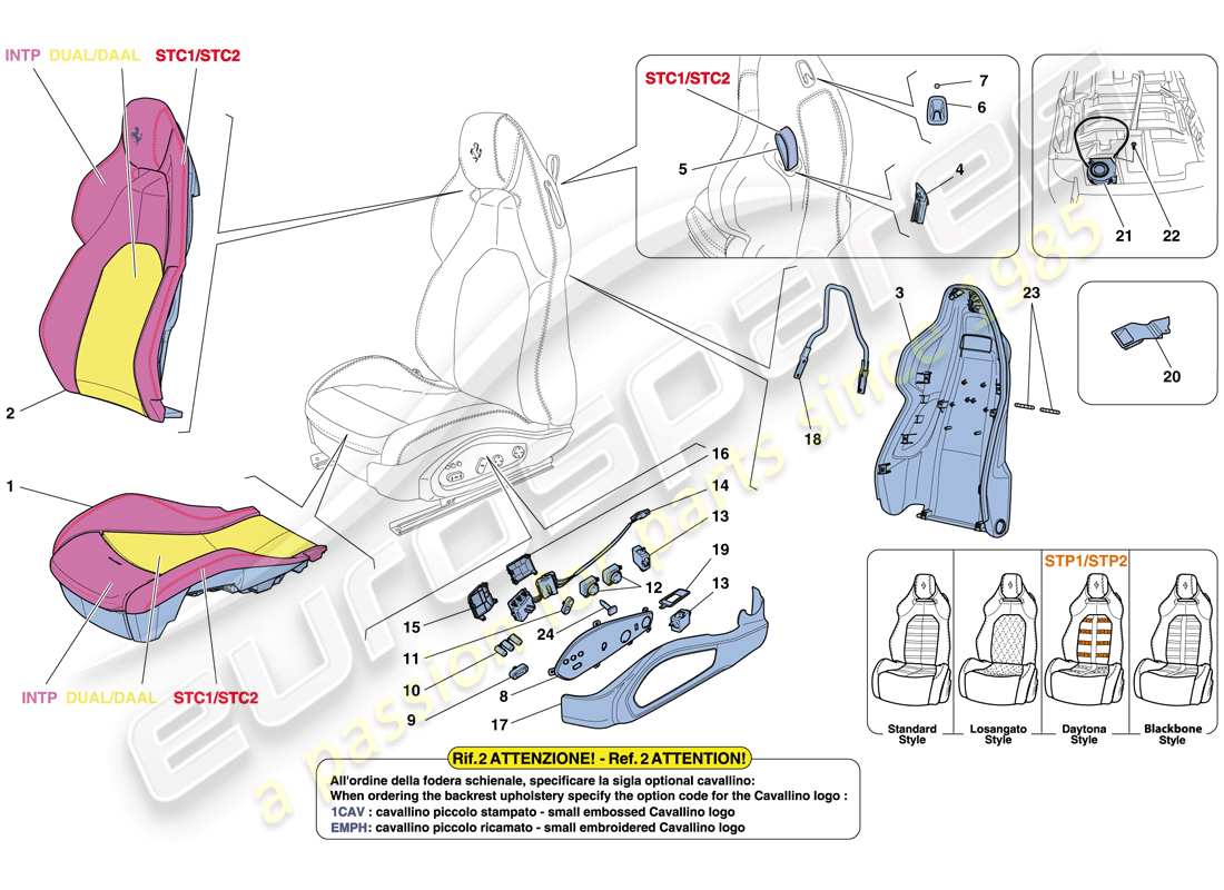 ferrari california t (europe) front seat - trim and accessories part diagram