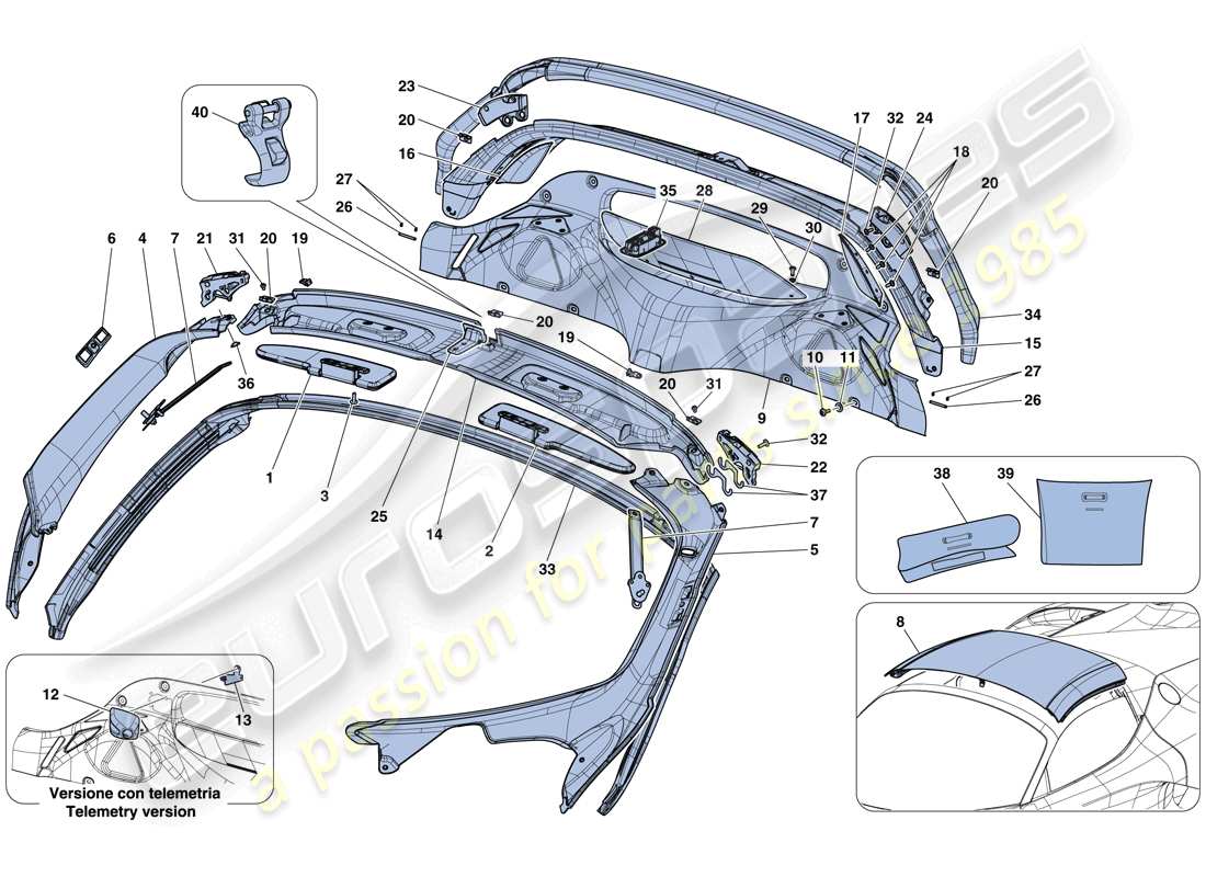 ferrari laferrari aperta (usa) headliner trim and accessories parts diagram