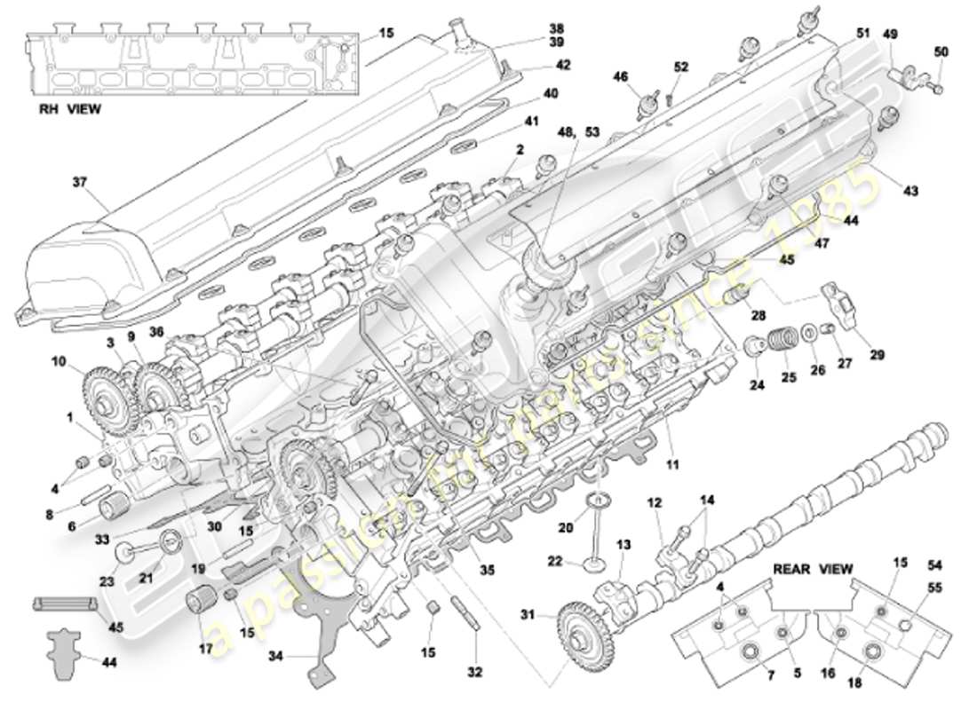 aston martin vanquish (2001) cylinder heads part diagram