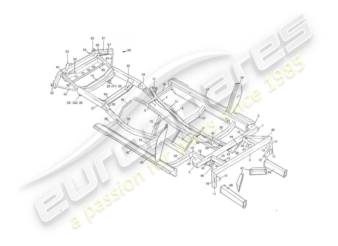 aston martin v8 virage (1999) chassis frame part diagram