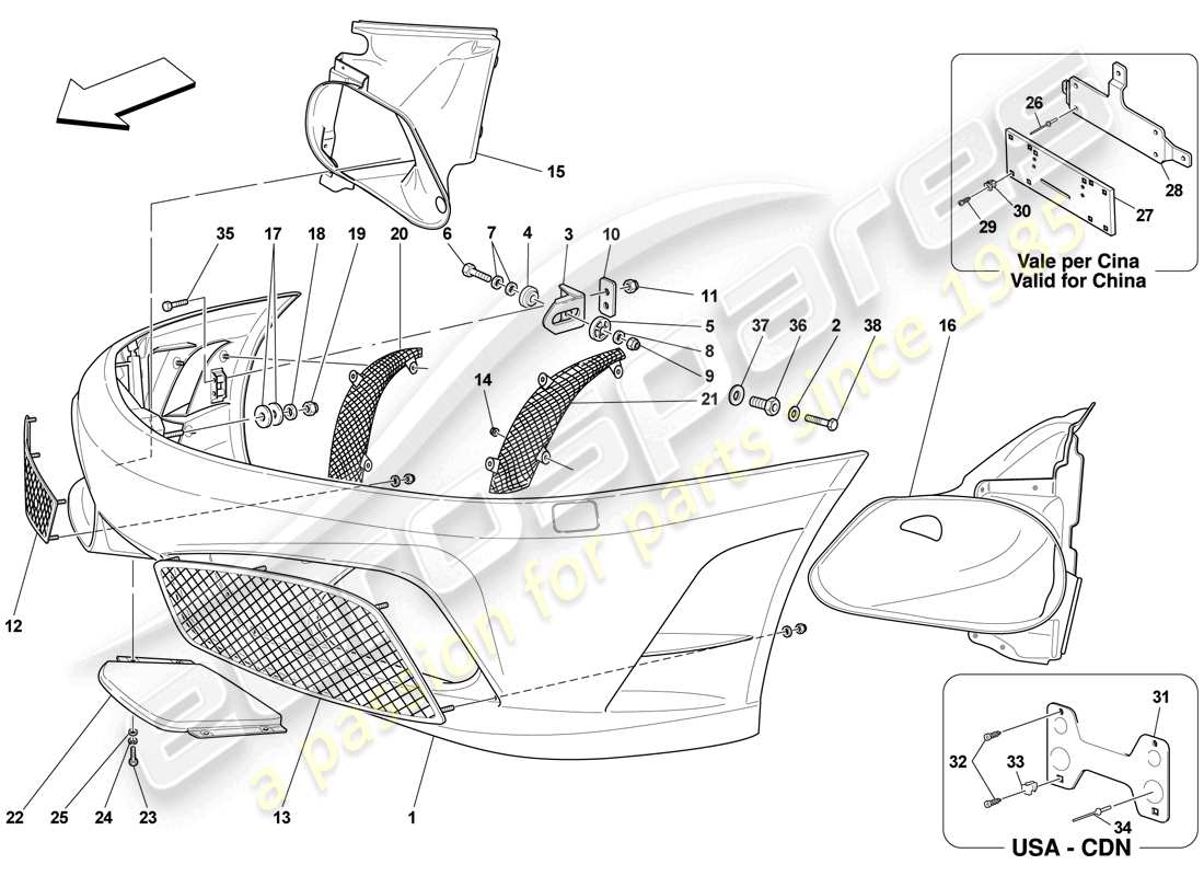 ferrari f430 scuderia (rhd) front bumper part diagram