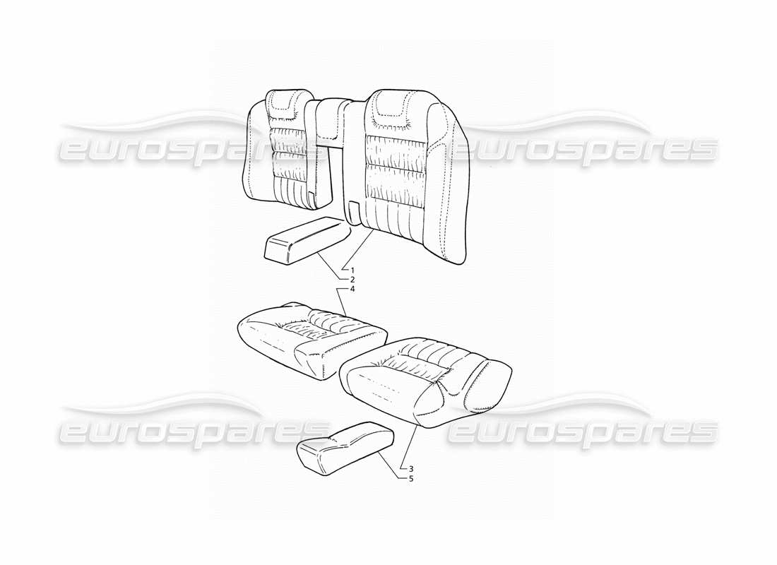 maserati qtp v6 (1996) rear seat upholstery parts diagram