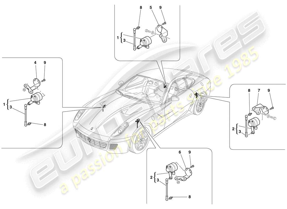 a part diagram from the ferrari 599 gtb fiorano (usa) parts catalogue