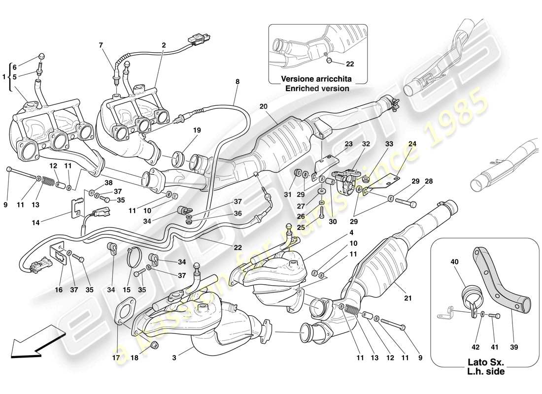 a part diagram from the ferrari 612 parts catalogue