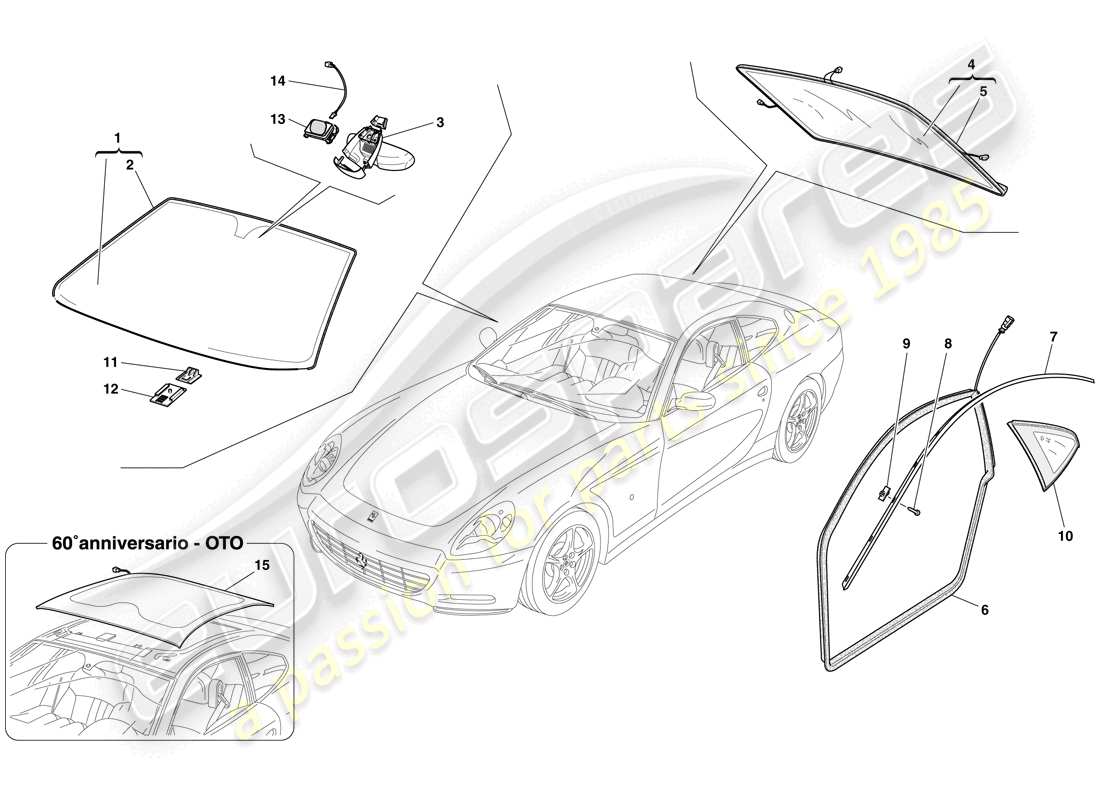 a part diagram from the ferrari 612 scaglietti (rhd) parts catalogue