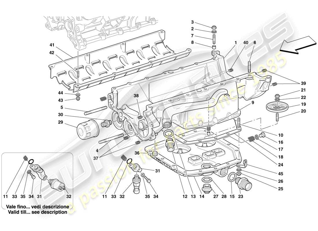 a part diagram from the ferrari 612 sessanta (rhd) parts catalogue