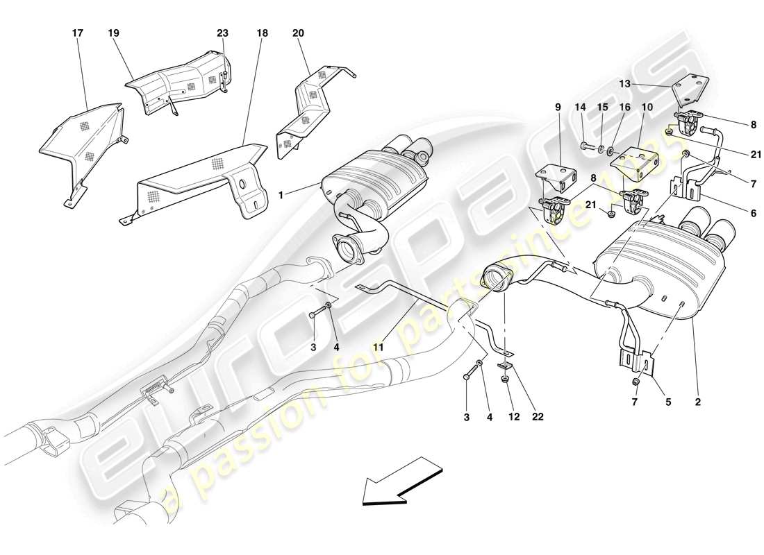 a part diagram from the ferrari 599 gto (usa) parts catalogue