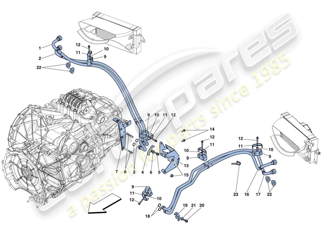 a part diagram from the ferrari 458 spider (rhd) parts catalogue