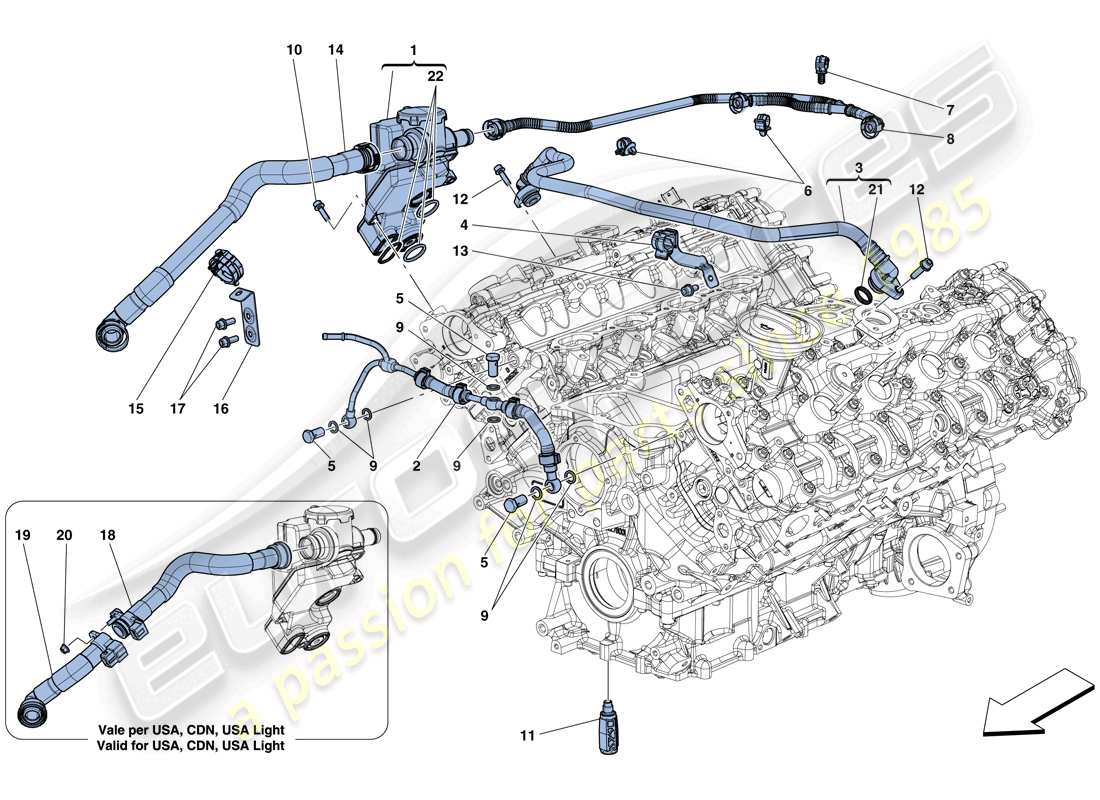 a part diagram from the ferrari california t (usa) parts catalogue