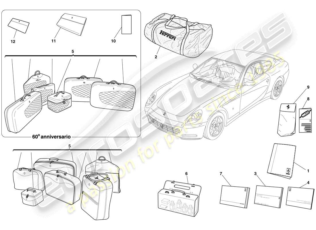 a part diagram from the ferrari 612 parts catalogue