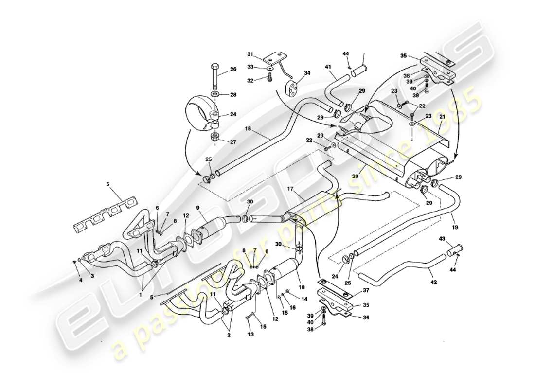 a part diagram from the aston martin v8 volante (1997) parts catalogue