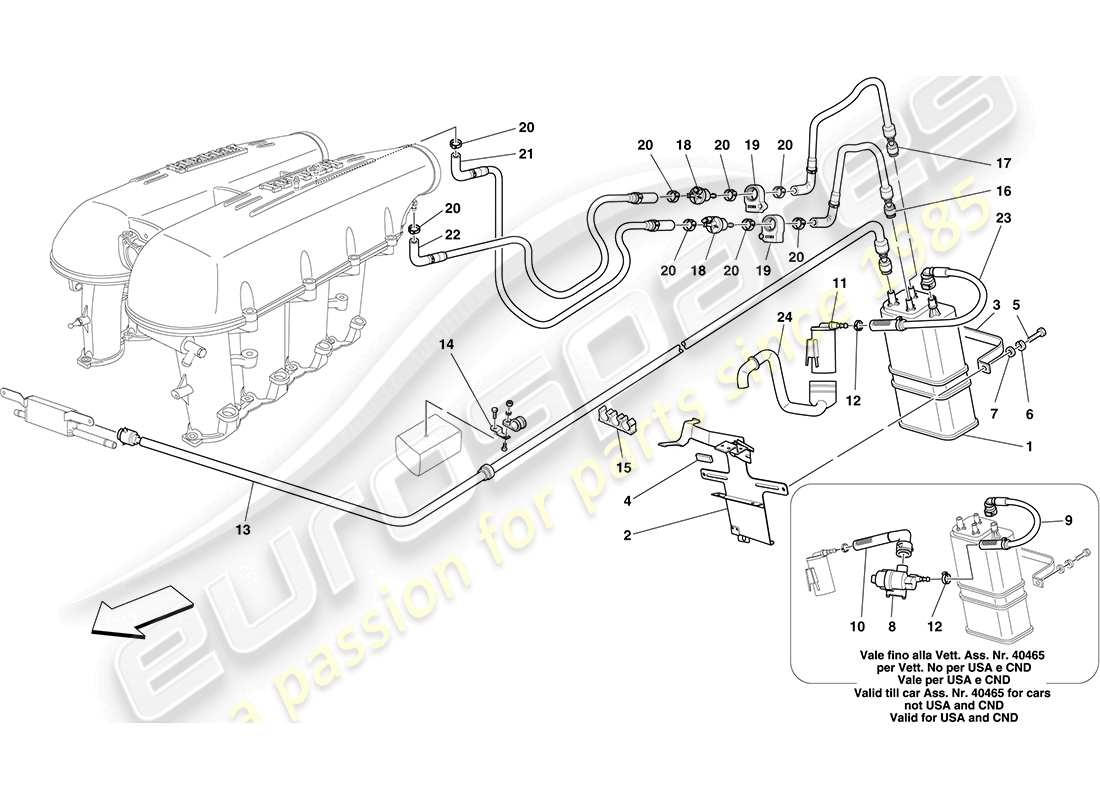 a part diagram from the ferrari f430 coupe (rhd) parts catalogue