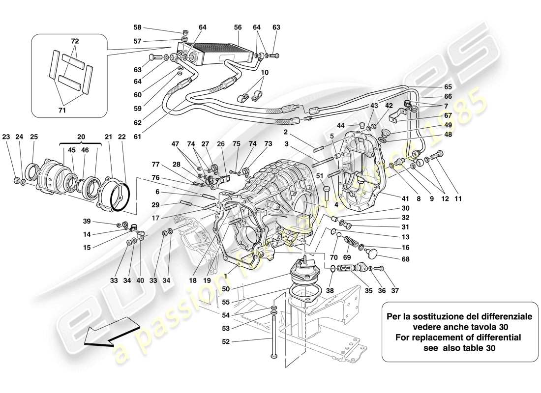 a part diagram from the ferrari 599 gto (usa) parts catalogue