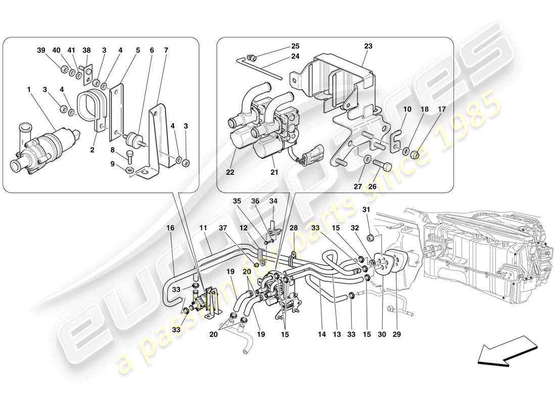 a part diagram from the ferrari 599 gtb fiorano (europe) parts catalogue