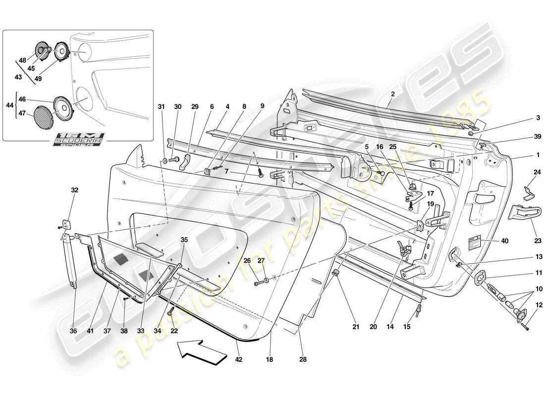 a part diagram from the ferrari f430 scuderia spider 16m (rhd) parts catalogue