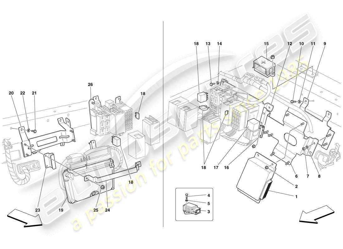 a part diagram from the ferrari f430 scuderia spider 16m (europe) parts catalogue