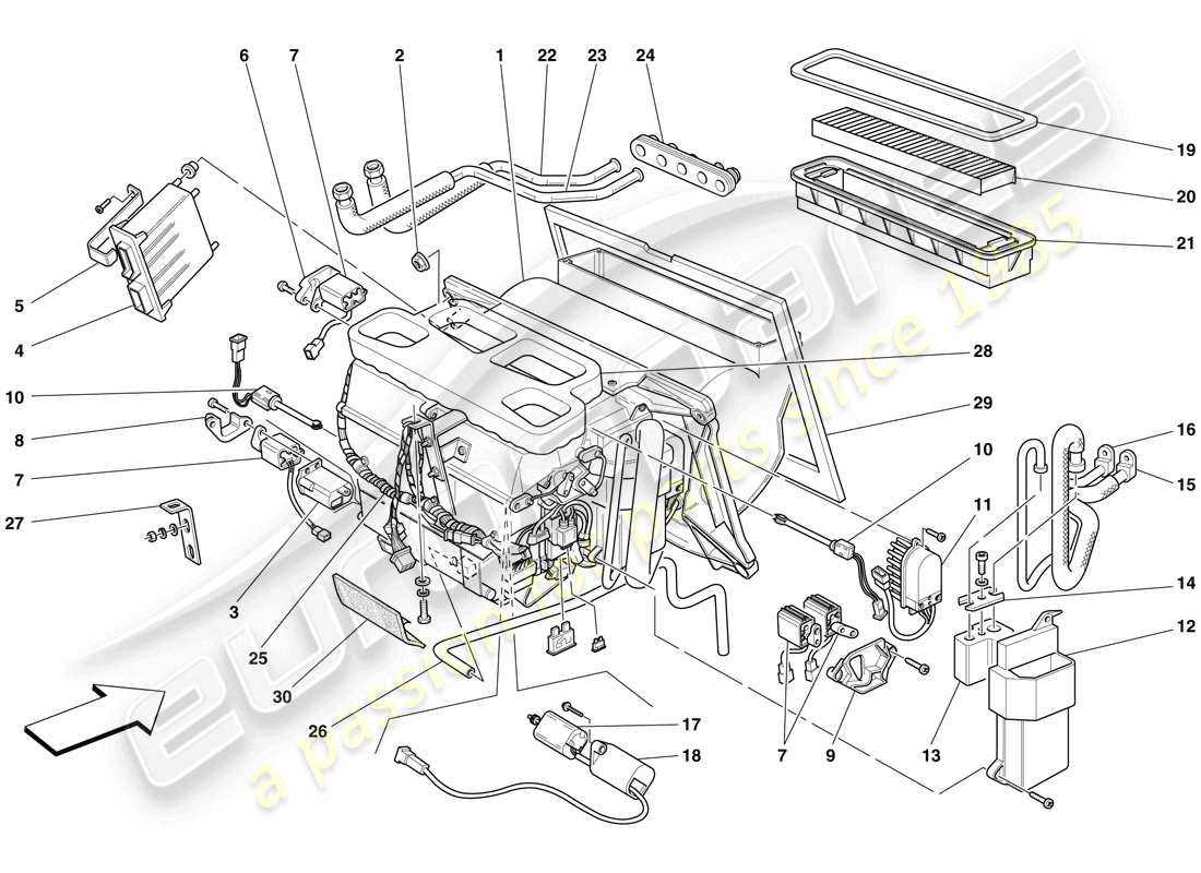 a part diagram from the ferrari f430 spider (europe) parts catalogue