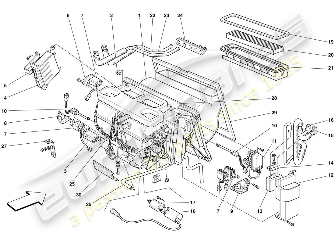 a part diagram from the ferrari f430 scuderia (europe) parts catalogue