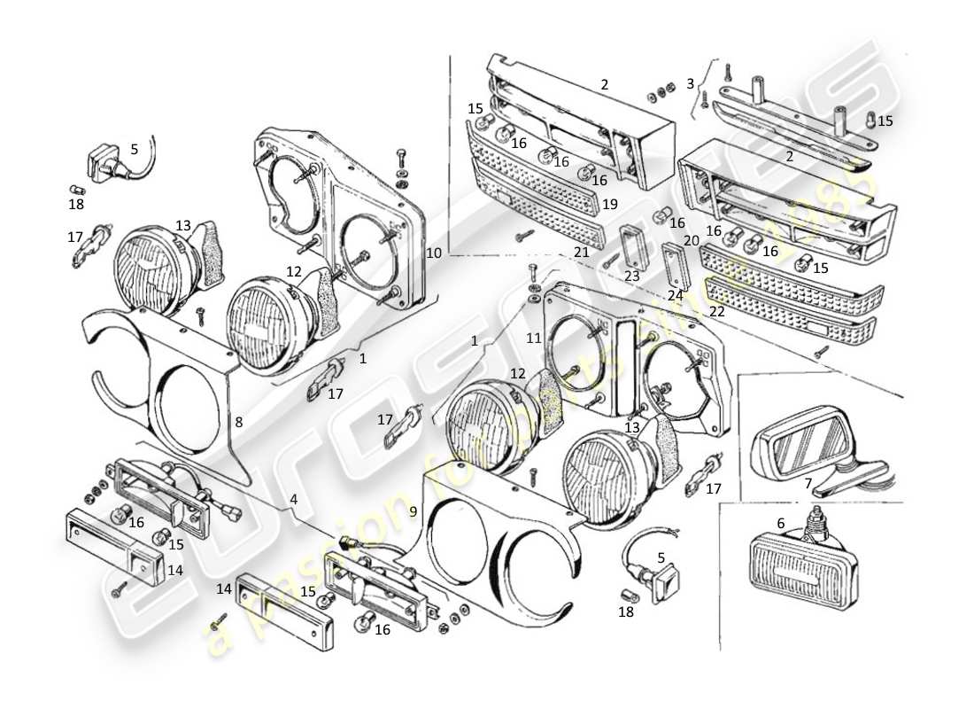 a part diagram from the maserati kyalami parts catalogue