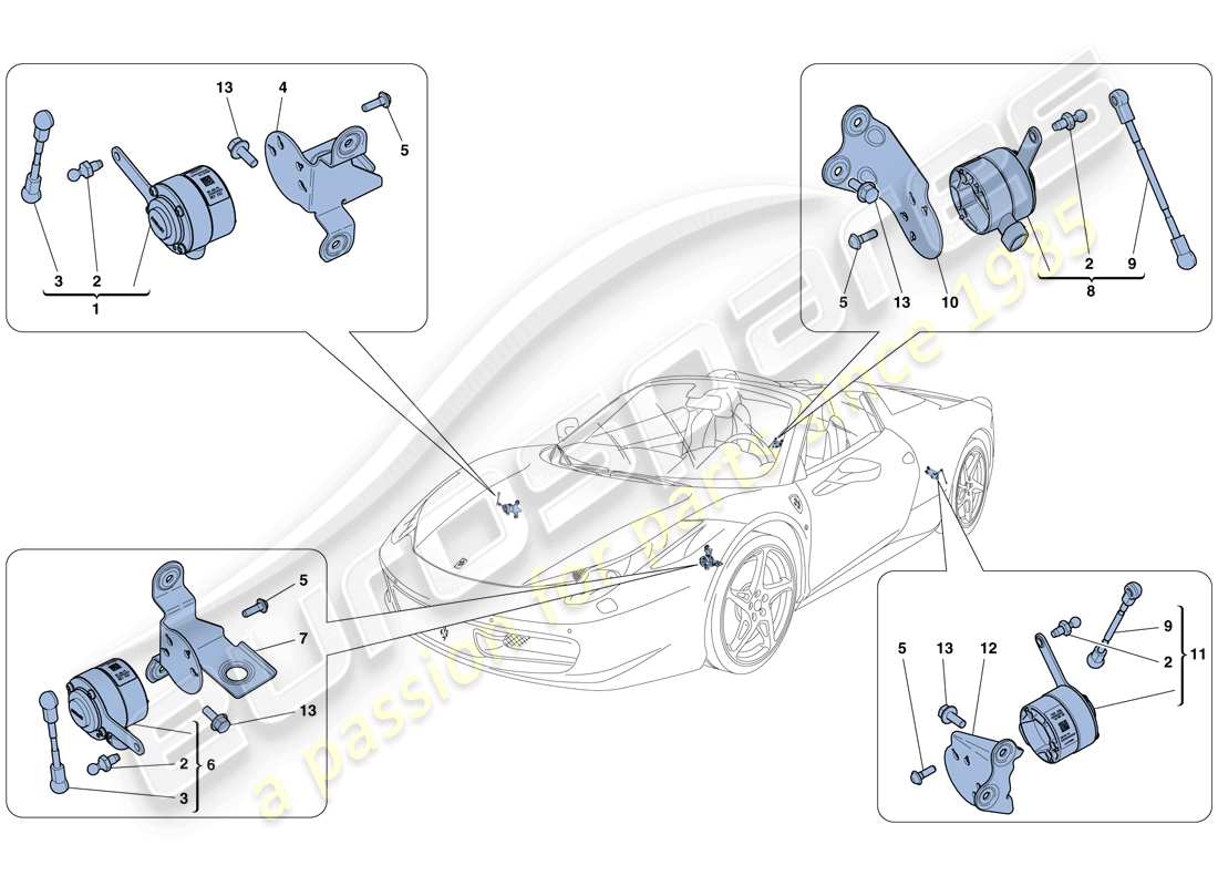 a part diagram from the ferrari 458 spider (usa) parts catalogue