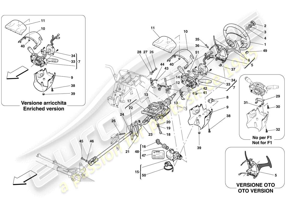 ferrari 612 sessanta (usa) steering control parts diagram