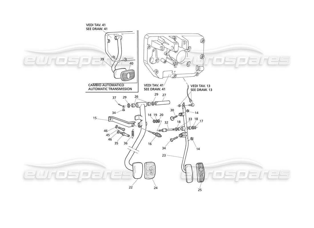 maserati qtp v8 evoluzione brake and accelerator pedals (lh drive) parts diagram