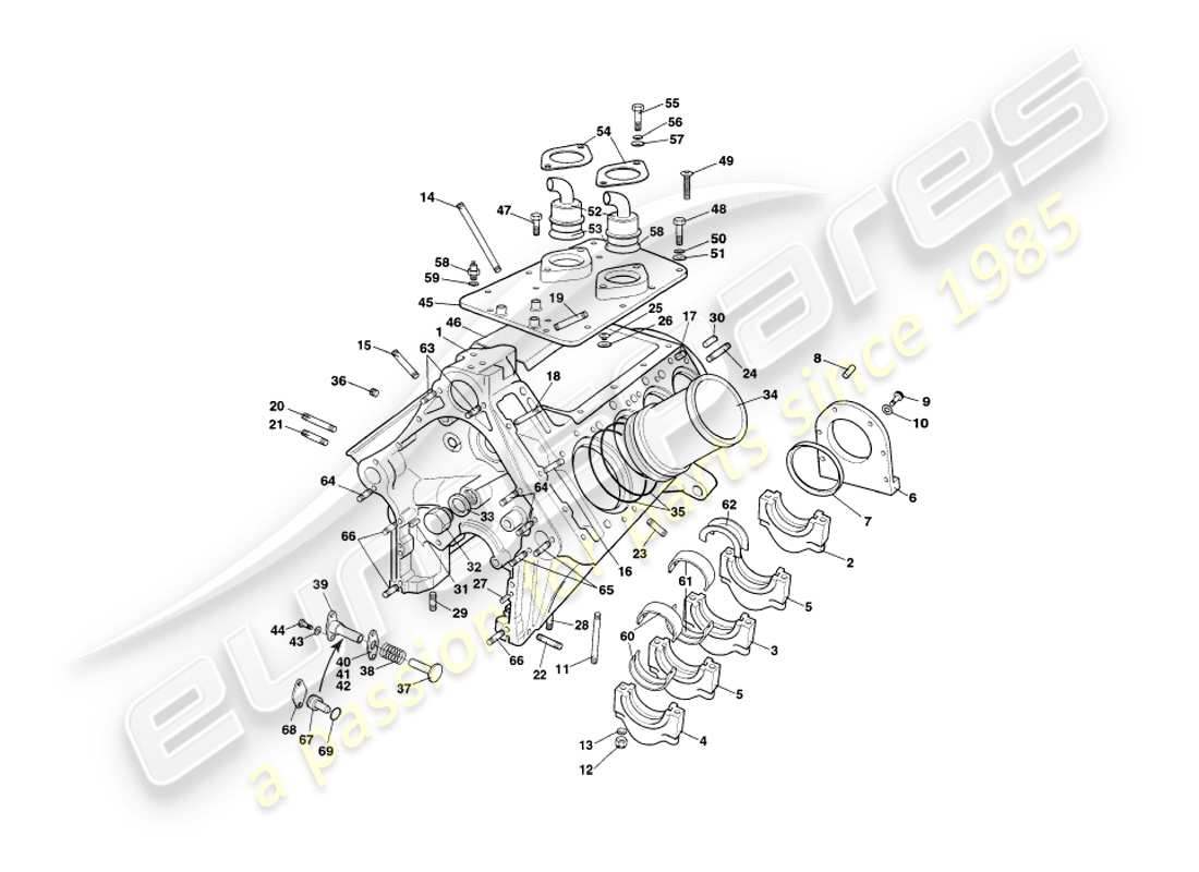 aston martin v8 coupe (2000) cylinder block part diagram