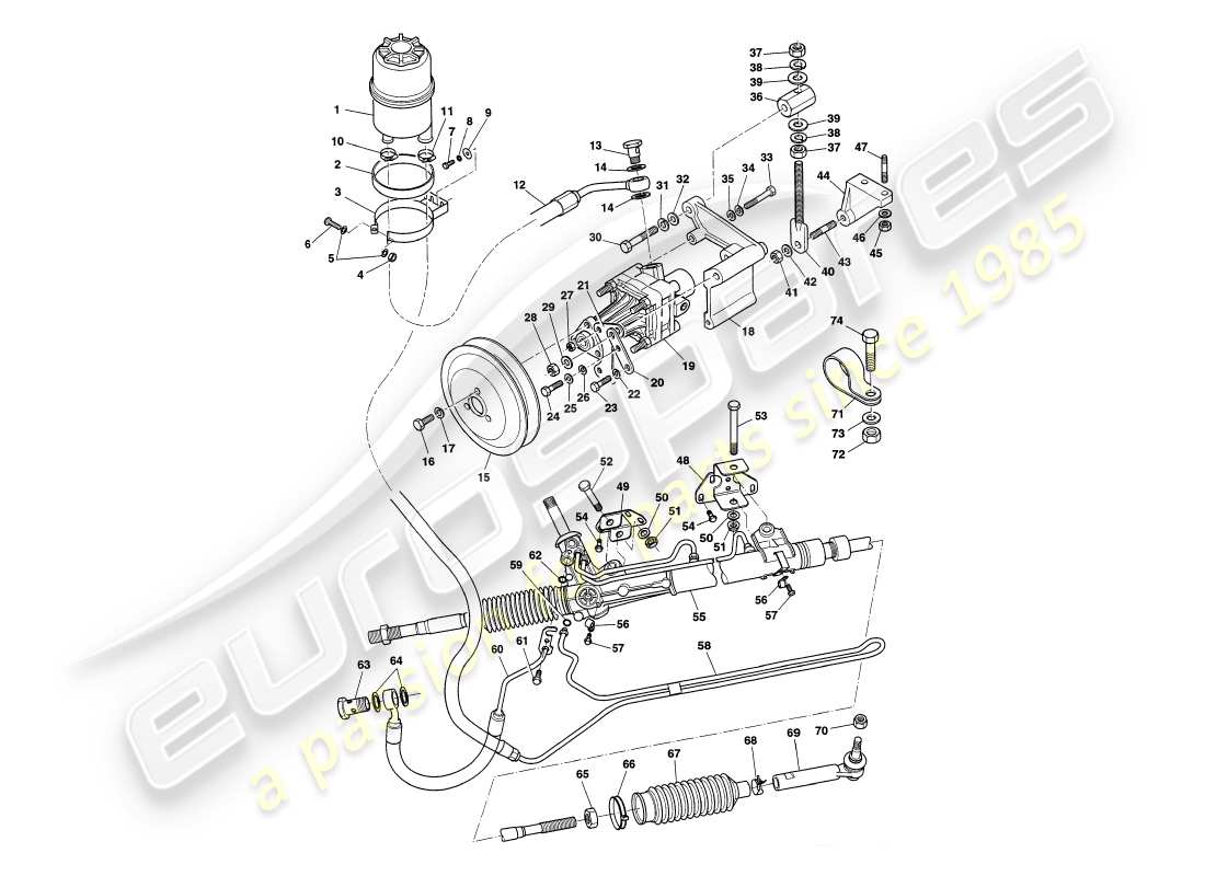 aston martin v8 coupe (2000) power steering part diagram