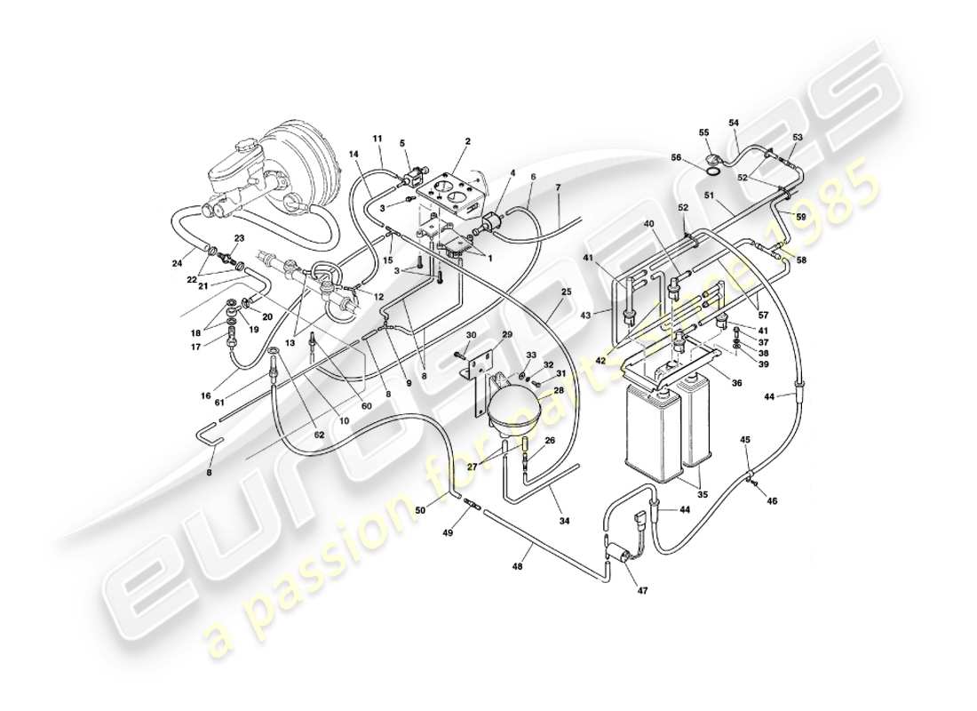 aston martin v8 coupe (2000) vacuum system part diagram