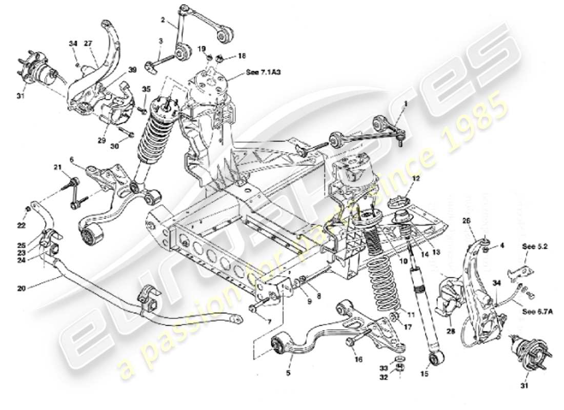 aston martin vanquish (2001) front suspension parts diagram