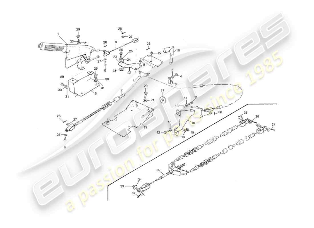 aston martin v8 virage (1999) handbrake part diagram