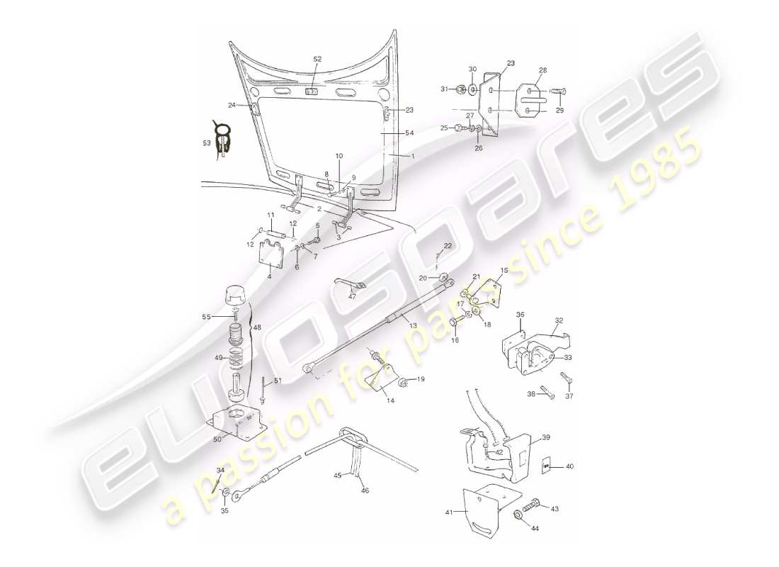 aston martin v8 virage (1999) body, bonnet part diagram