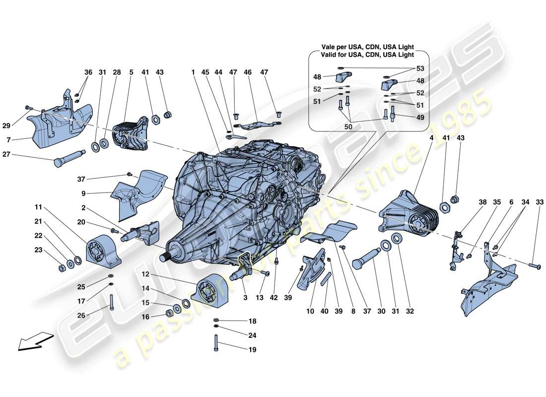 ferrari california t (usa) gearbox housing part diagram