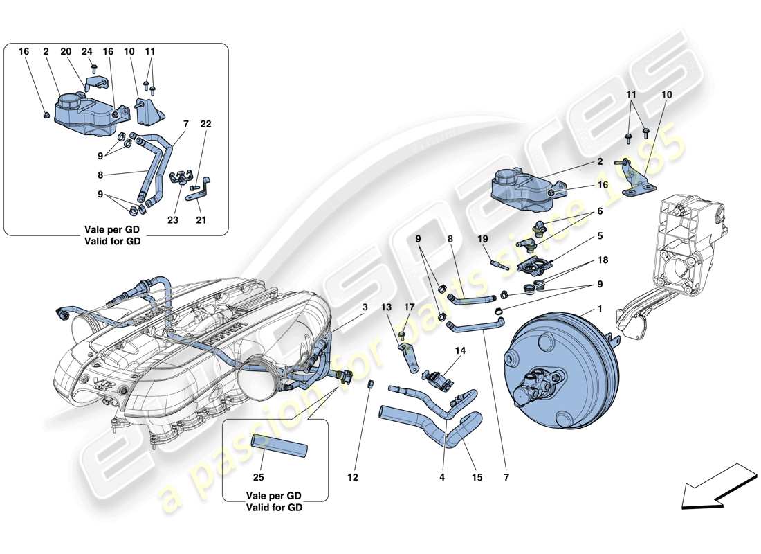 ferrari 812 superfast (rhd) servo brake system parts diagram