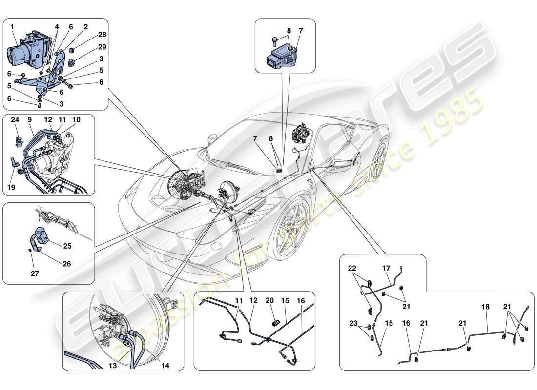 ferrari 458 speciale (rhd) brake system part diagram