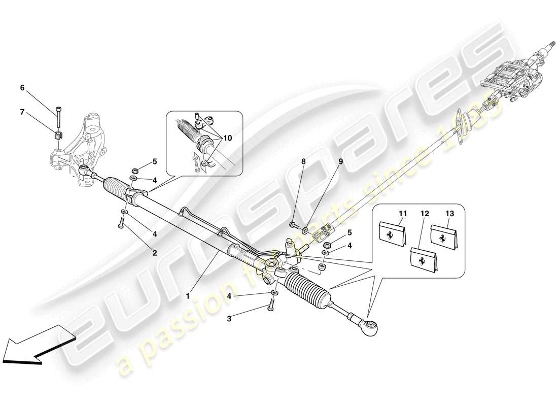 ferrari 612 sessanta (europe) hydraulic power steering box parts diagram