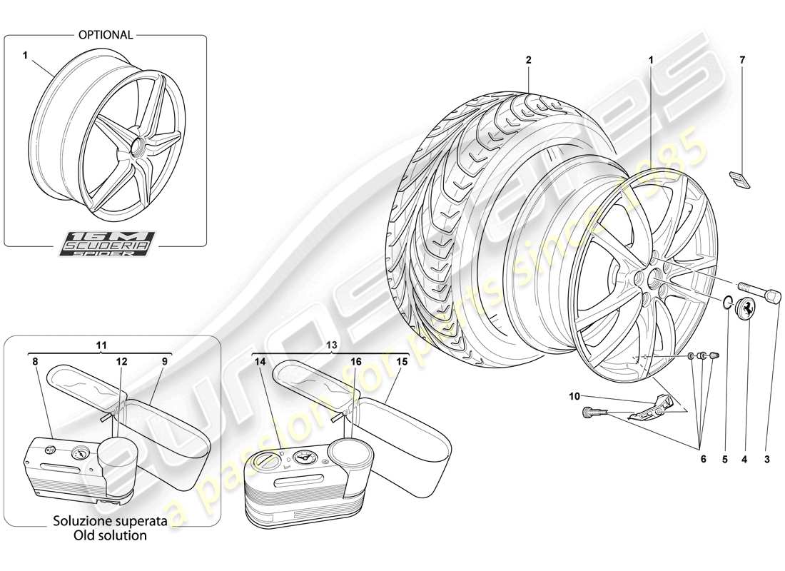 ferrari f430 scuderia spider 16m (europe) wheels parts diagram